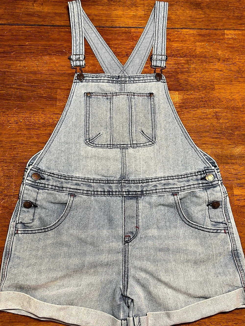 Tommy Hilfiger Women's Striped Denim Short Overalls Size XL